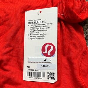 NWT Lululemon Hold Tight Tank Size 10